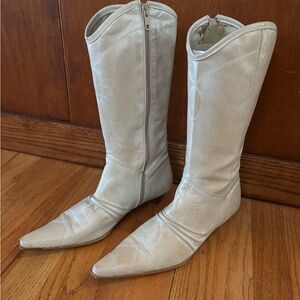 Fluevog Cream Heeled Boots